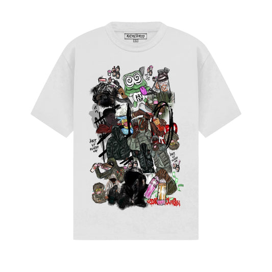 Kickedkup's World White Tee
